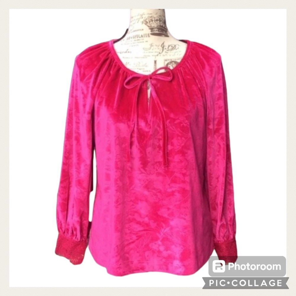 NEW! The Pioneer Woman Stamped Velvet Peasant Top  Blouse Size L (12-14)